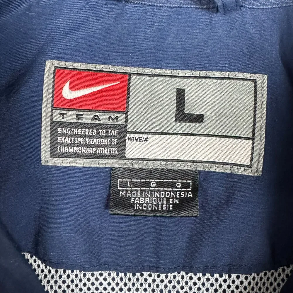 Nike Team Mens Windbreaker Track Jacket Blue Navy Full Zip Y2K Size L